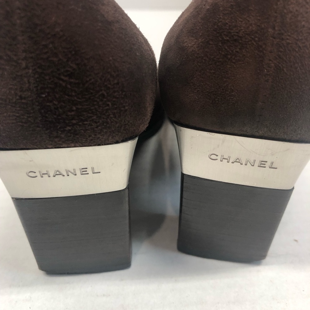 Chanel square cap toe heels, brown/black, GUC - Picture 13 of 13